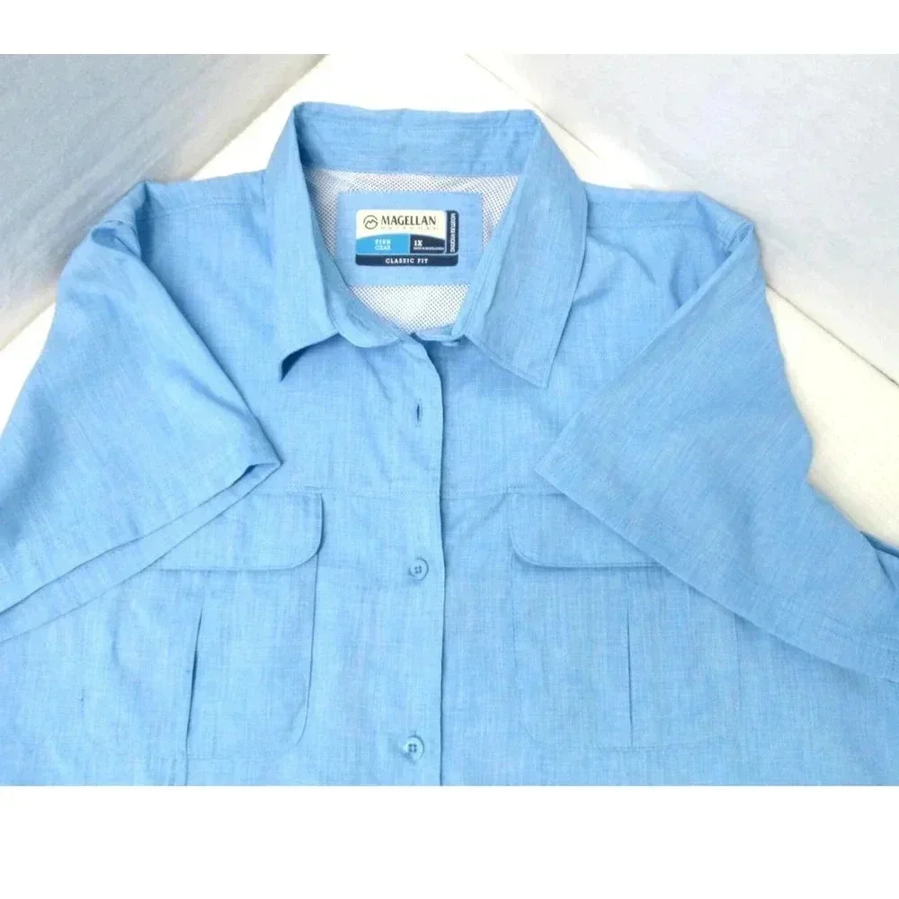 Magellan Outdoors Mens Shirt Fish Gear Classic Fit Moisture Wicking Size 1X Blue - Picture 4 of 7